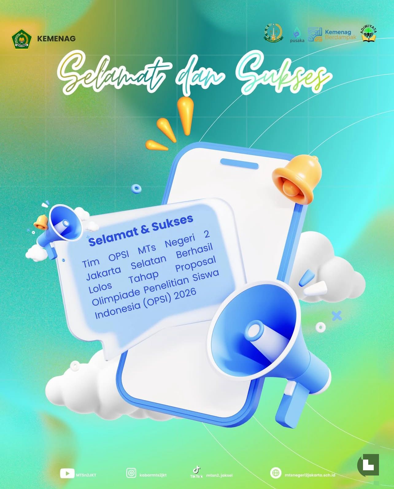 Tim OPSI MTsN 2 Jakarta Berhasil Lolos Tahap Proposal Olimpiade Penelitian Siswa Indonesia (OPSI) 2026 !