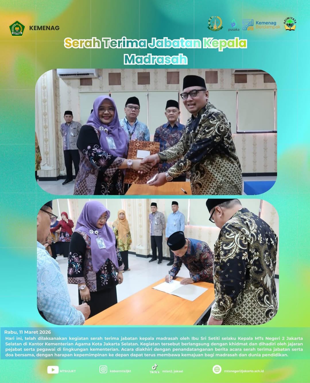 Sertijab Kepala Madrasah MTsN 2 Jakarta
